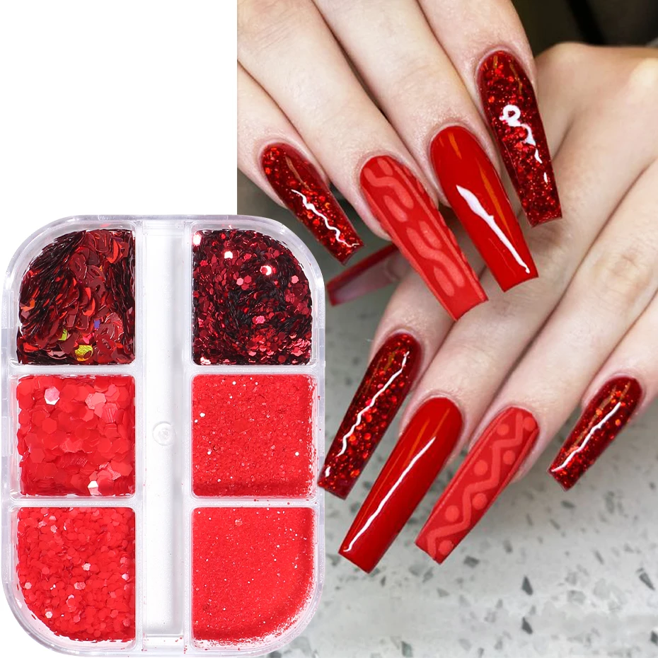 4pcs Valentine'S Day Holographic Love Butterfly Red Chunky Nail Glitter The  Chameleon Laser Mixed Hexagon Colorful Sequin For Gel Polish DIY Nails  Accessories