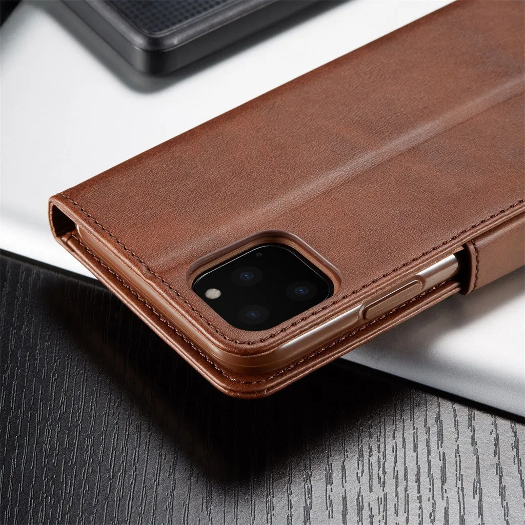 Wallet Case Leather Magnet Flip Cover Case With Card Slot Stand Leather phone Case For iPhone 11 Pro Anti-scratch Phone Case