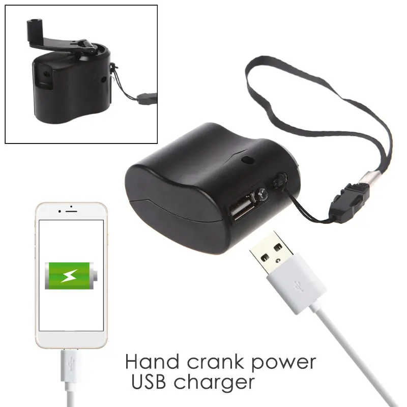 Прочный Рюкзак для выживания USB вращение по часовой стрелке ABS Путешествия Туризм рукоятка зарядка зарядное устройство с Динамо-машиной портативный