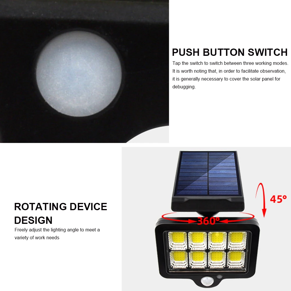 Solar da Parede ao ar Sensor de Movimento à Prova Luz com 160cob para Jardim Livre Dwaterproof Água Jardim Varanda Gramado Dentro Luz 8 Luminárias de parede externas