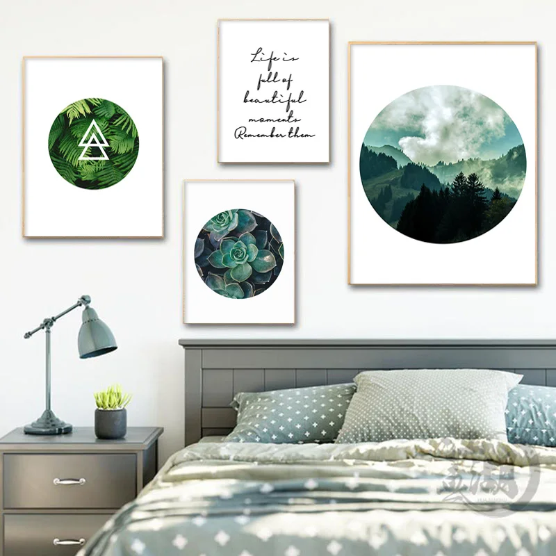 

Green Plant Succulent Picture Nature Scenery Scandinavian Nature Mountain Poster Nordic Landscape Print Wall Art Canvas Painting