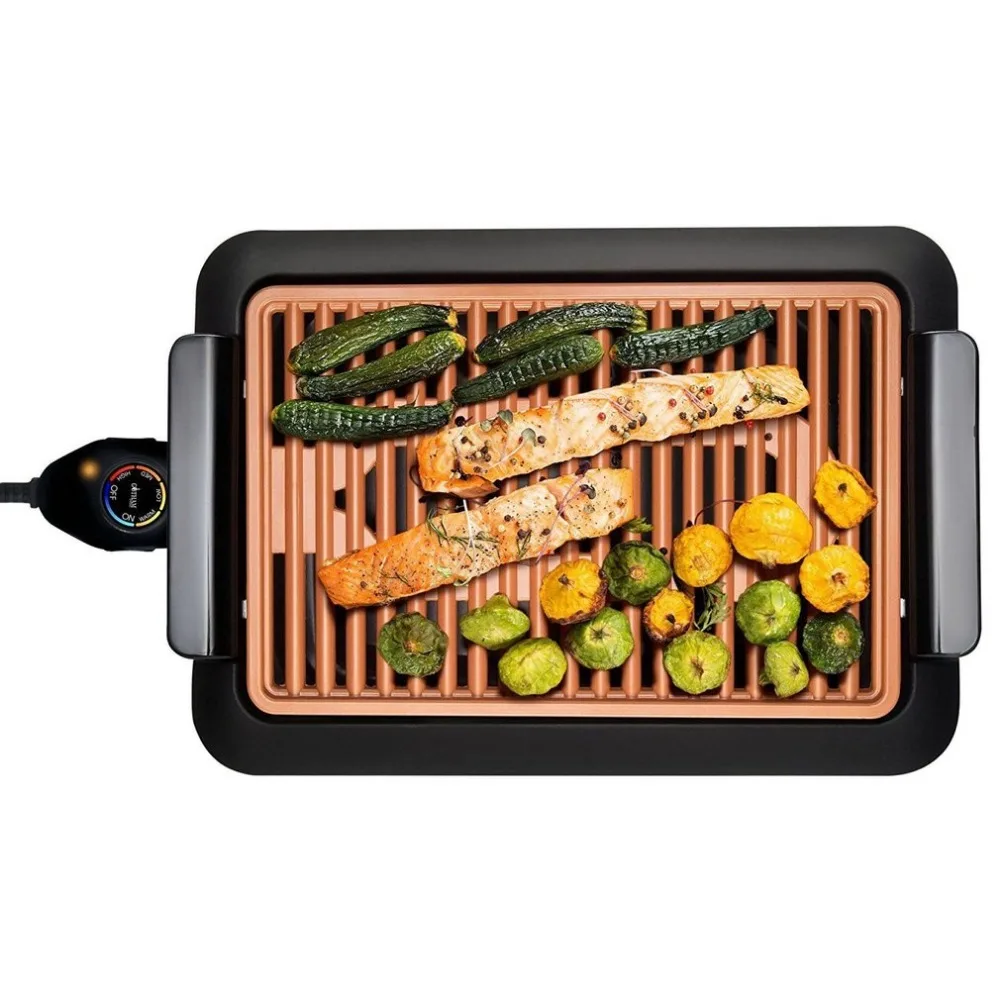 

NEW EU Electrothermal barbecue plate Fast BBQ Smokeless Grill With Temperature Dial Heated Grilling Grate Made of Ti-cerama