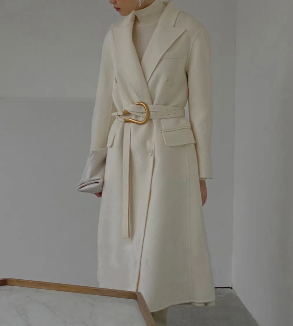 

2021 Women Trench New Elegant Long Wool Coat (with Belt)