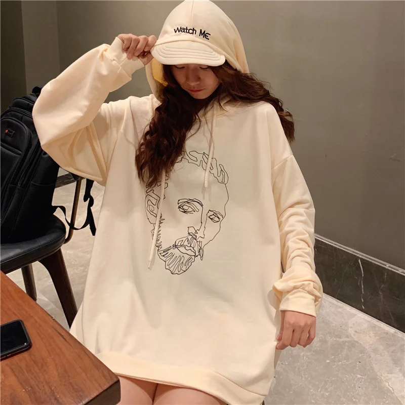 Корейская мода ulzzang, простая толстовка с капюшоном и длинными рукавами, осенняя новинка, ins, Harajuku, однотонная, свободная, с капюшоном, Повседневная Женская толстовка