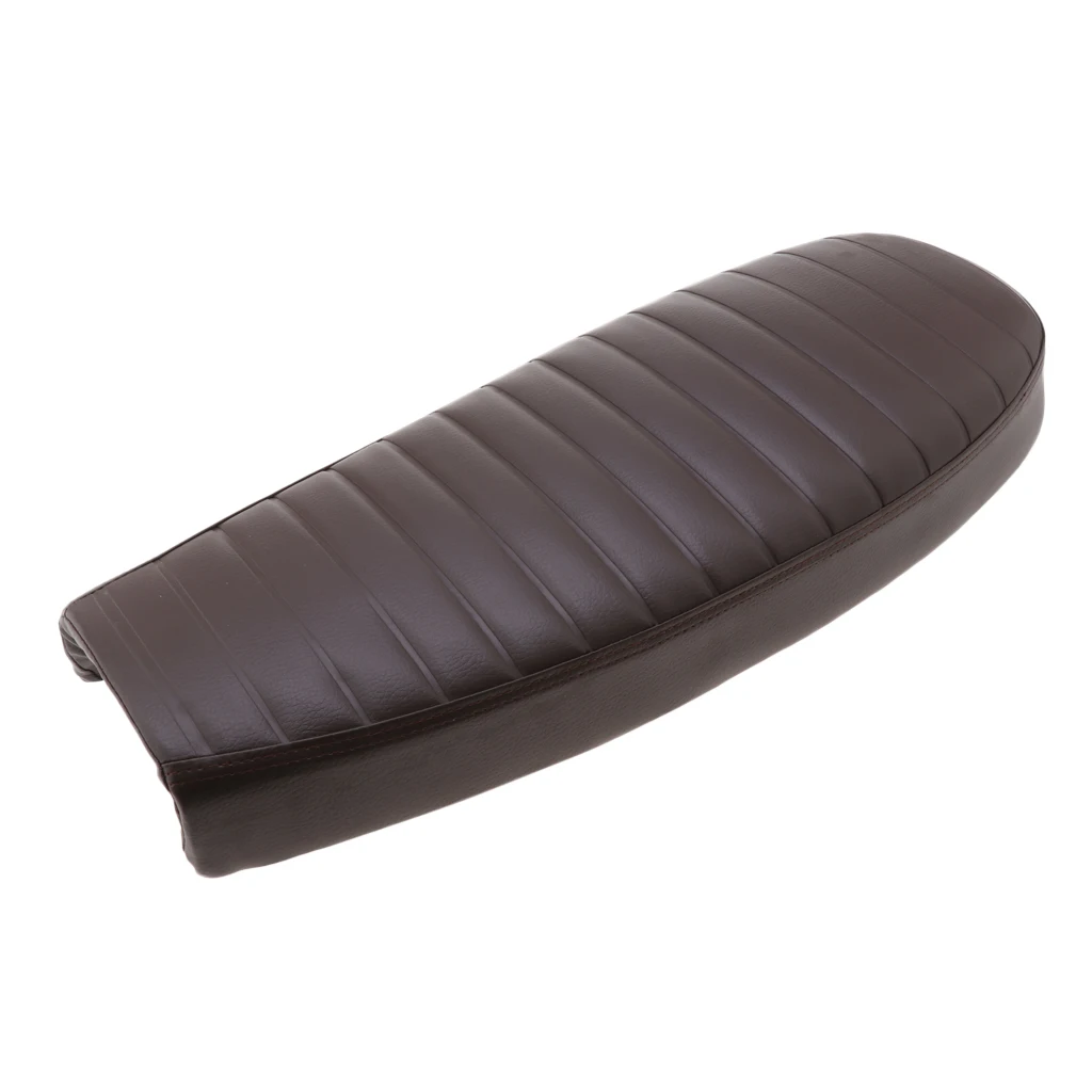 Motorcycle PU Leather Cafe Racer Seat Brown Waterproof Universal Fit