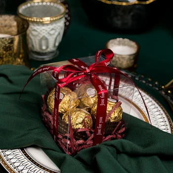 

10pcs Plastic Clear Candy Boxes Transparent Cube Box Gift Packing Box Birthday Baby Shower Wedding Favors for Guests Party Boxes