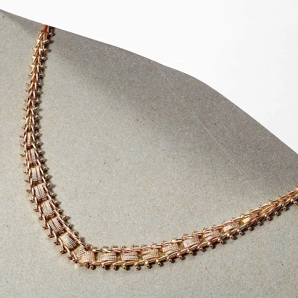 18.5inch Necklace For Women 585 Rose Gold Geometric Spicate Chain Strand Choker Wedding Fashion Jewelry Womens Necklace LCN21