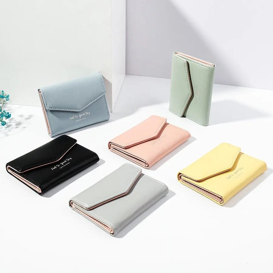 

Fashion Flip Buckle Coin Purse Women Casual Multi-card Three-fold Wallet Simple Letter Print Short Girls Clip Wallets Clutch New
