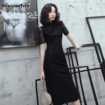 

2020 Chinese Dress vietnam ao dai dress for woman vintage oriental chinese qipao cheongsams lace embroidery aodai clothing