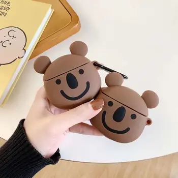 

Cute Koala Pattern Soft Silicone Protective Case Shockproof Cover Skin Protector with Carabiner for Airpods 1/2 Charging Box Hot