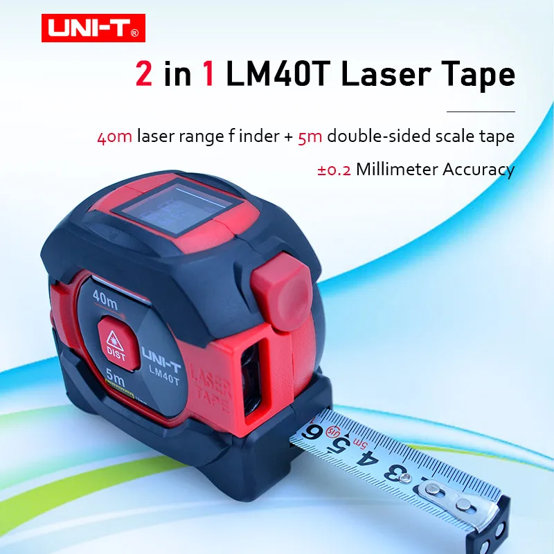 UNI-T LM40T 40M 2-in-1Laser Tape Measure Laser Rangefinder Infrared Distance Meter Electronic Ruler LCD Display Portable