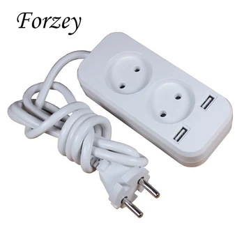 

2019 new 2 socket European 5V 2A USB extension socket with 1.5m CCA cable FE-04-1.5 White color