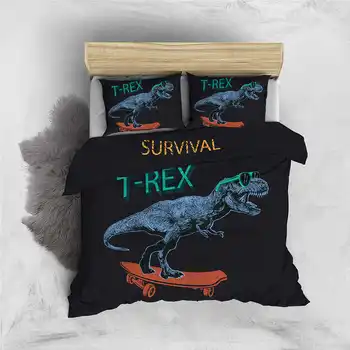 

Tyrannosaurus Rex Bedding Set Fashion Black Cool 3D Duvet Cover Queen King Twin Full Single Double Unique Design Bed Set
