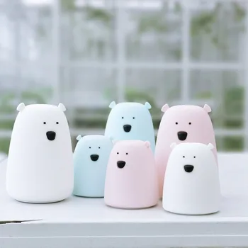 

Silicone Night Bedside Light Bear USB charging /battery powered touching Lamp Bedroom Kid Light Gift Pressure reducing toy