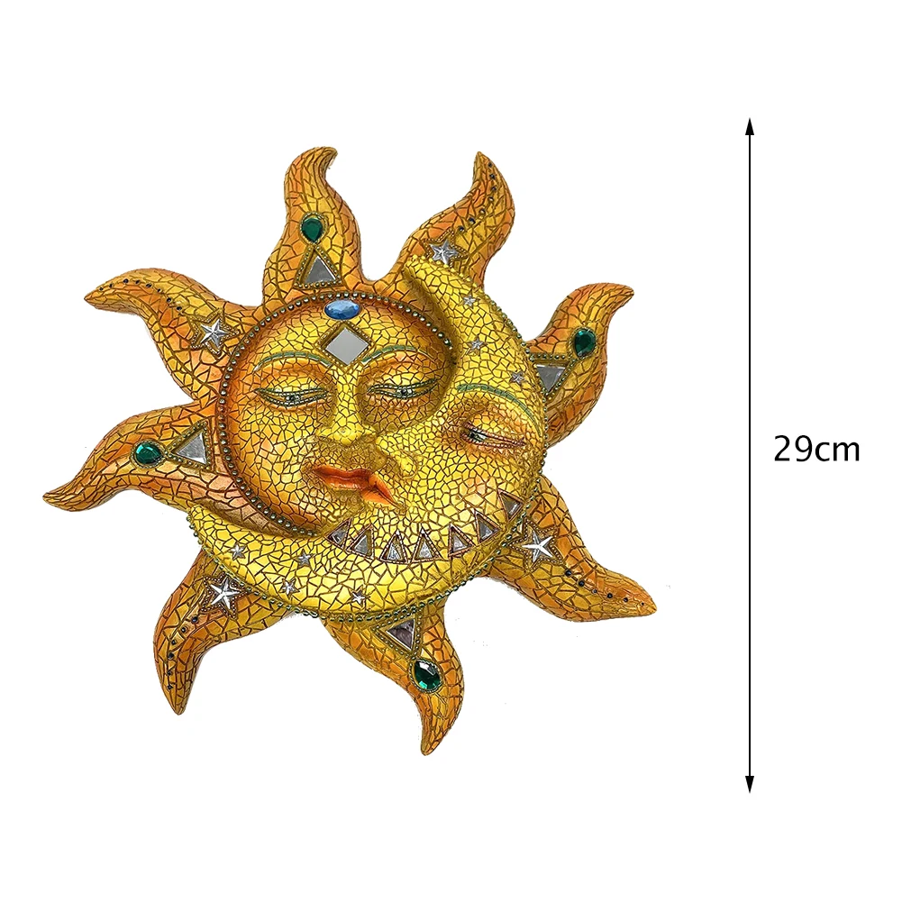 Metal Moon Sun Hanging Pendant Wall-mounted Art Craft Home Background Wall Hanging Decor Indoor Outdoor Ornament 1pc 6