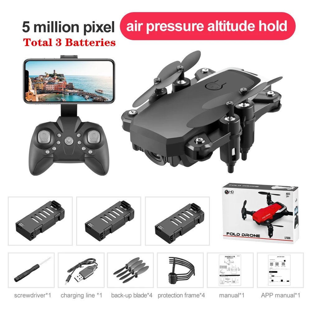 Радиоуправляемый вертолет LF606 видеосъемка Квадрокоптер WiFi fpv 4K HD камера удержание высоты пульт дистанционного управления Квадрокоптер лучшие игрушки для начинающих - Цвет: B3-Color Box-5MP