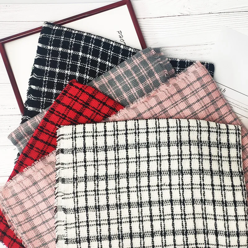 

Plaid Scarf women's autumn and winter small fresh long style versatile thickened cashmere like scarf to keep warm