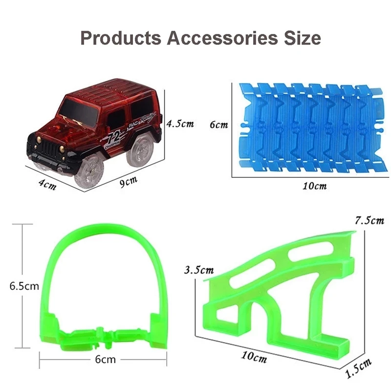 Magical Glowing Track Racing Cars with Colored Lights DIY Assembly Flexible Racing Bend Rail Track Car Toys for Children 6