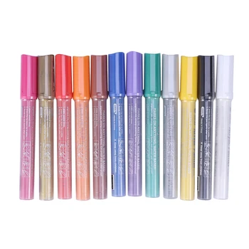 

12PC Marker Pen Waterproof Acrylic Paint Colorful Pen for Rocks DIY Wood Canvas Paper Ceramics Art Projects