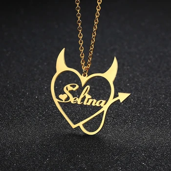 

Women's Cat Name Necklace With Heart Love Font Letter Persoanlized Aniversary Gift