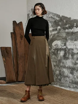 

2019 New Arrival Casual A-line Sashes Mid-calf Natural Skirts