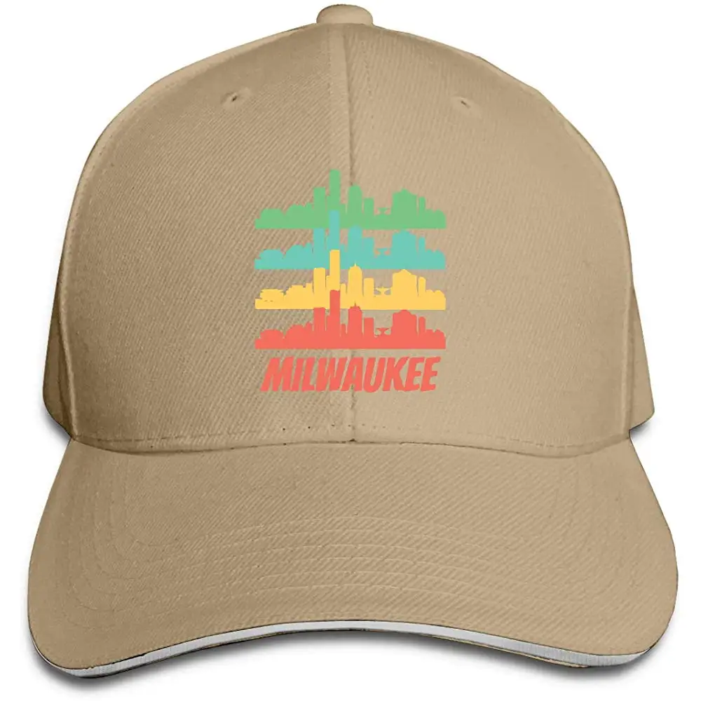 Мужская Женская Бейсболка в стиле ретро Milwaukee Skyline