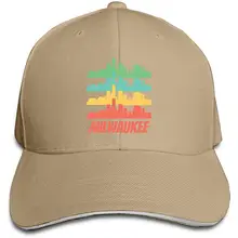 Мужская Женская Бейсболка в стиле ретро Milwaukee Skyline