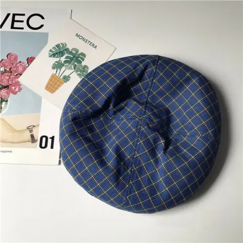 Модные женские Beanie BERET зимние теплые французские берет для художника шляпа плед Лыжные шапки подарки - Цвет: E