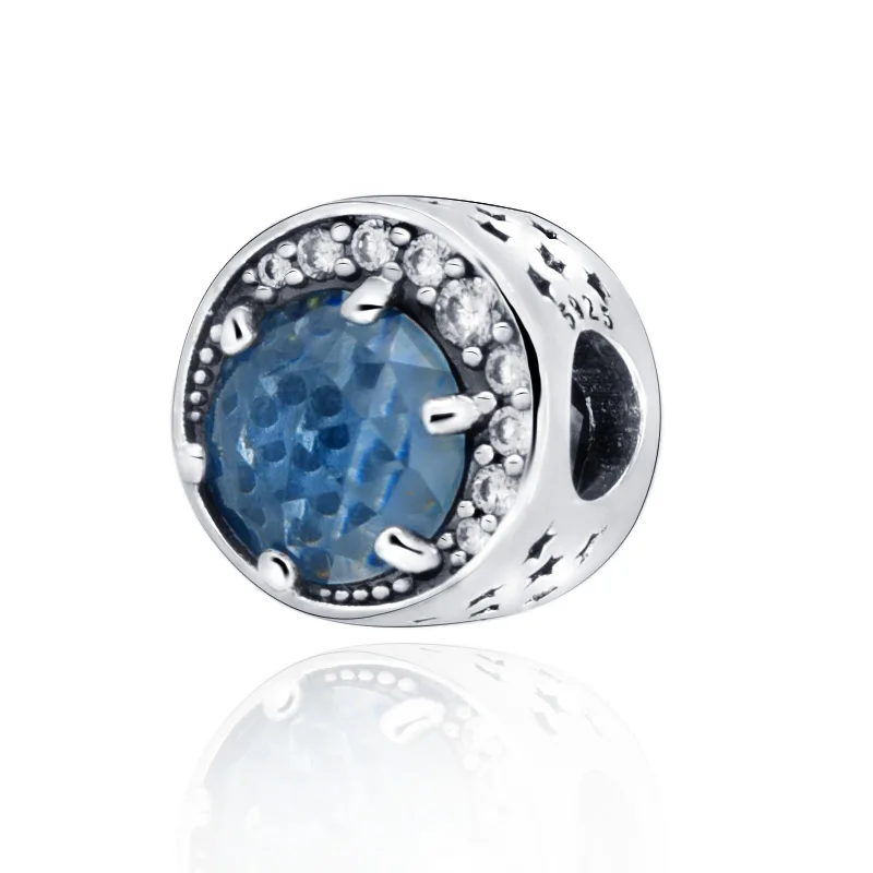 

2019 winter New 925 Sterling Silver Beads Moon & Night Sky Blue Crystal Charms Pendant fit Original Pandora Bracelets Jewelry