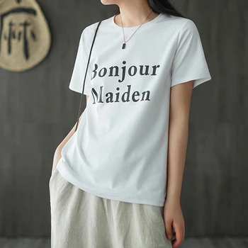 

Womens 100% Cotton Tops T Shirt Tees Big Loose Letters Sweet Cute Fashion Casual for Spring Summer AZ23581513