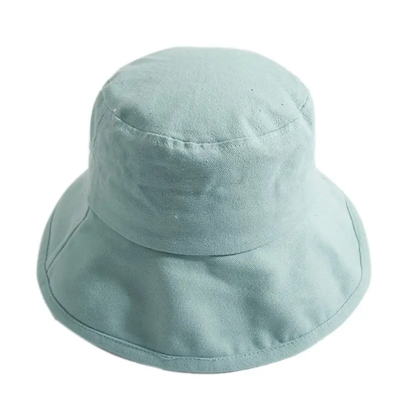 Mint Green Японский свежий стиль для женщин и девочек Панама сплошной цвет Защита от солнца с широкими полями Студенческая летняя упаковываемая Рыбацкая кепка 6 цветов - Цвет: Mint Green