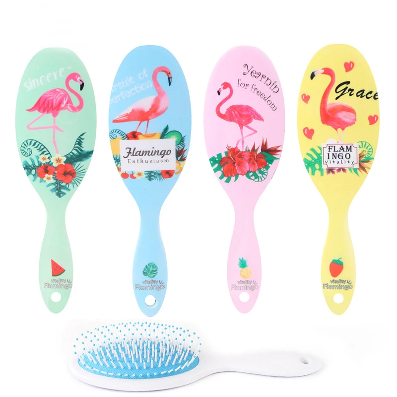 

Series B Cartoon Flamingo Print Hair Comb Haircare Massage Airbag Styling Hair Brush Soft Comb Teeth Barber Accessories Beauty