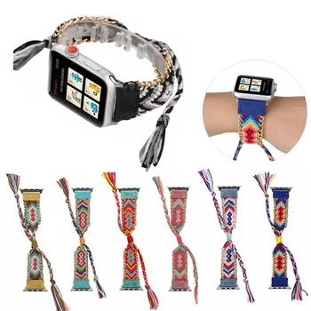 

New Bohemian style Woven sport loop straps for apple watch band 44mm 40mm Bracelet WristBand for iwatch series 1 2 3 4 42mm 38mm