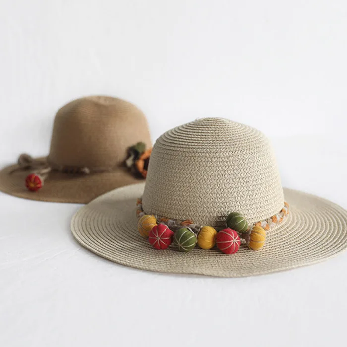 Hat Bag Set Wide Brim Straw Hats Cap Single Shoulder Bag for Kids Spring Summer Beach THJ99