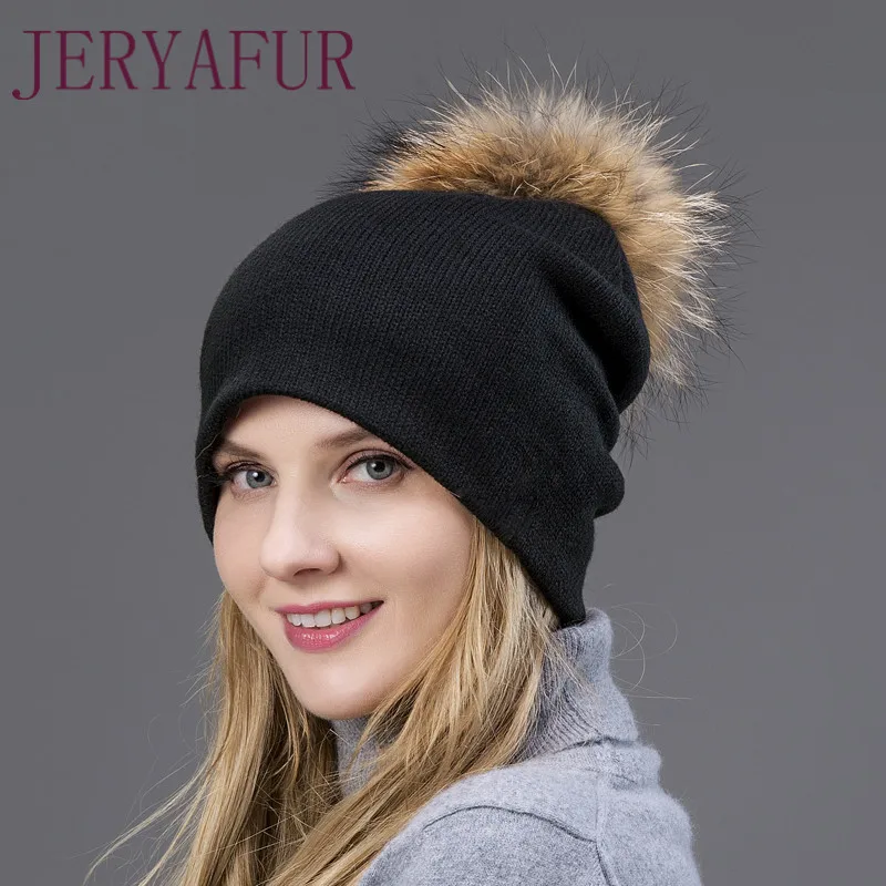 heisser Die wolle gestrickte hut fruhling herbst und winter warme ohrenschutzer hut schyone frau cappe mit Fuchs pelz pompom