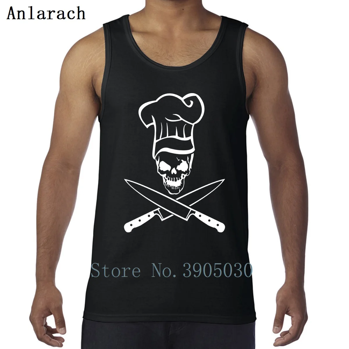 

Skull With Chef Hat And Knife Vests Family Spring Autumn Singlets Designing Tank Tops For Men Plus Size 3xl Formal Best Unisex