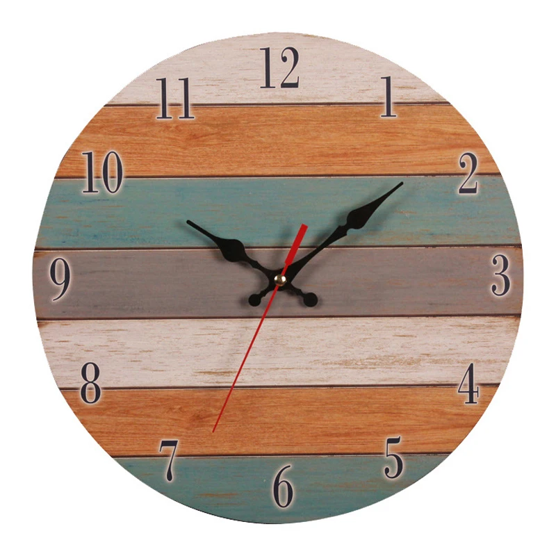 Retro Wall Clock Modern Design Mechanism Vintage Digital Metal European Wooden Roman Craft Wall Clock Home Decorative Gift