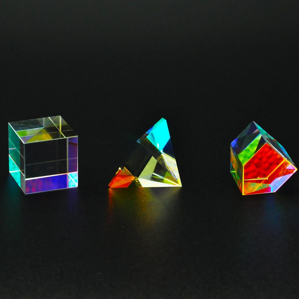 Prism Glass 20mm Six-Sided Bright Light Combine Cube Prism Stained Glass Beam Splitting Prism Optical Experiment Instrument
