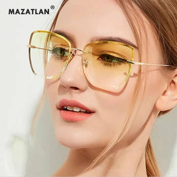 

Brand Sunglasses for Women Square Frameless Diamond Cutting Lens Glasses Designer Luxury Fashion Color Sun Glasses UV400