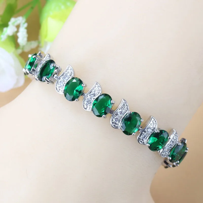 Bracelets Women Green Emerald Sterling Silver Emerald Bracelet 925