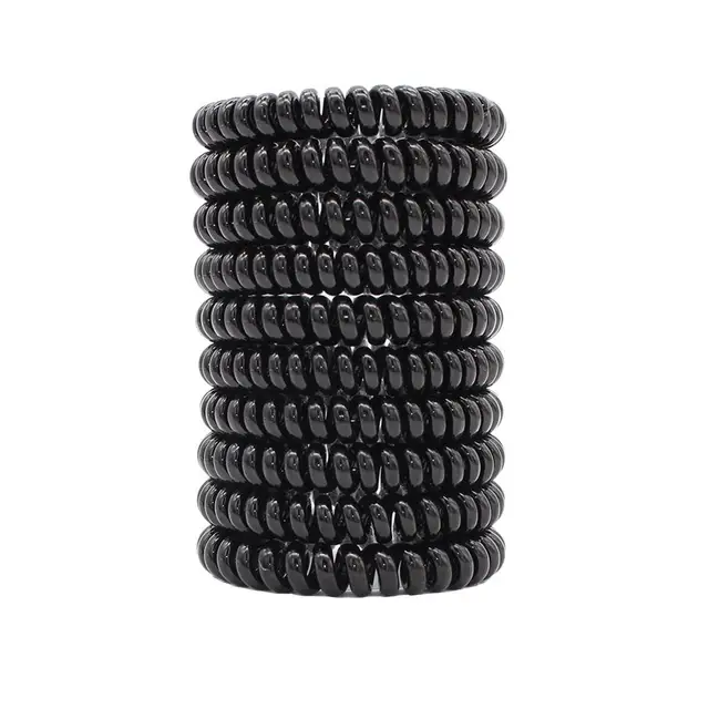 10pcs Top Fashion Ice Cream Colorful Spiral Spin Screw Telephone Wire Hair Ties Pearly Premium Plastic Rubbers Ponytails J