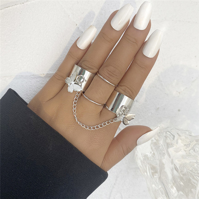 Color Hollowed Heart Shape Open Ring Set Design Cute Fashion Love Jewelry For Women Girl Gifts Adjustable Birthday Party
