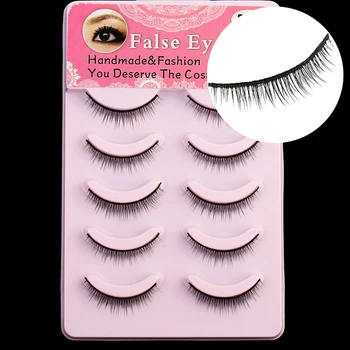 

5 Pairs Natural Short Cross False Eyelashes Handmade Makeup Fake Eye Lashes 3D Mink Lashes Extension Eyelash Makeup for Beauty