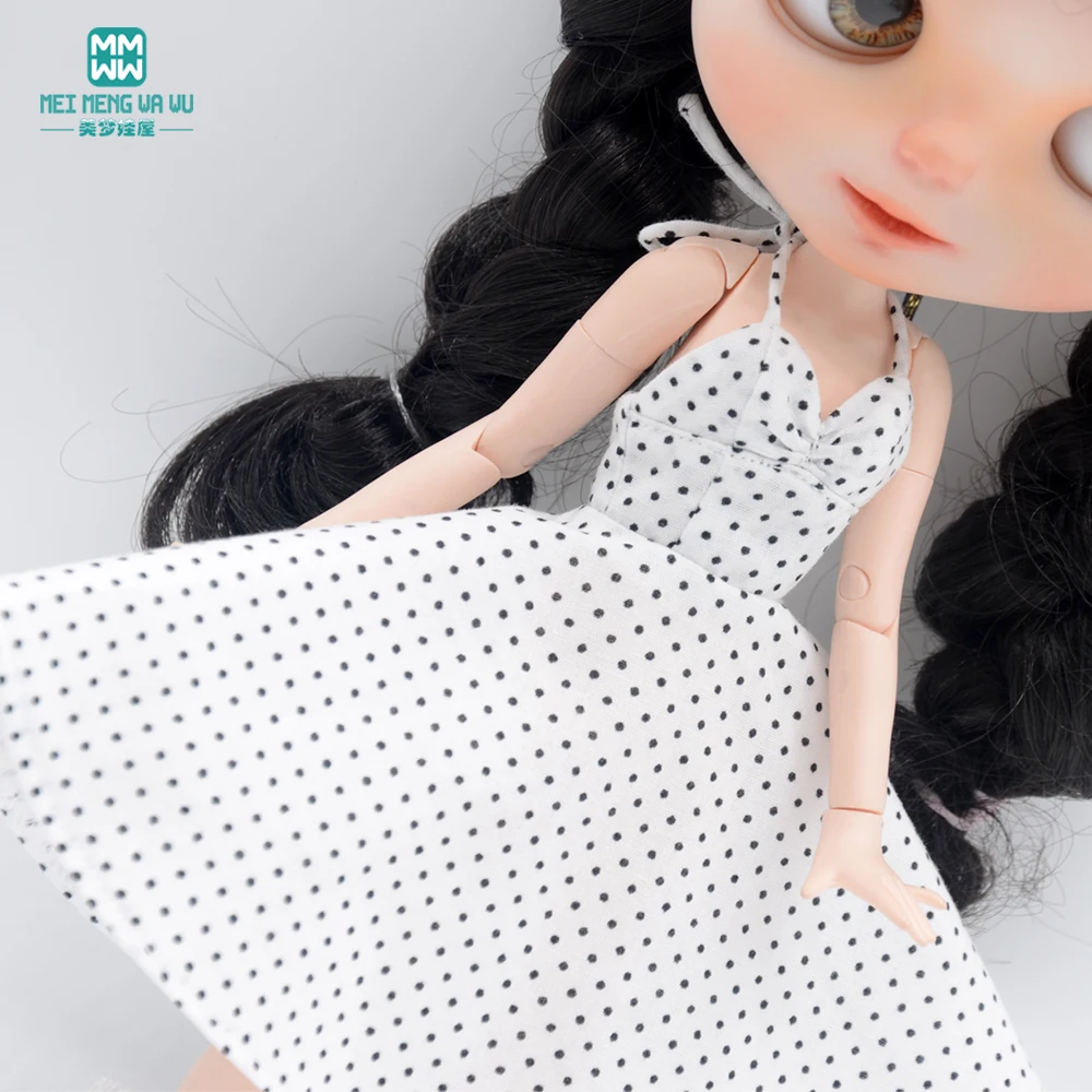 

Кукольная одежда Blyth Azone OB22 OB24, подходит для кукол 28-30 см, модная разноцветная юбка в горошек с лямкой на шее