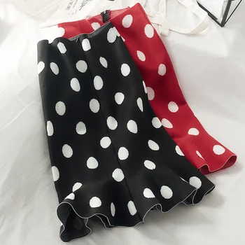 

2020 Spring and Summer New Retro Polka Dot Skirt Women's Knitted Fishtail Slim-Fit Hip Skirt