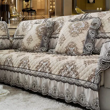 Европейский стиль диван сиденье гостиная четыре сезона универсальная комбинация кружева ткань нескользящая Королевский диван рукав чехол - Цвет: 1
