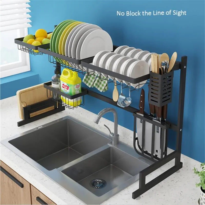  Shelf Kitchen Storage Stainless Steel Organizer Dish Drying Rack Over Sink Utensils Holder Bowl Dis - 4000278955150