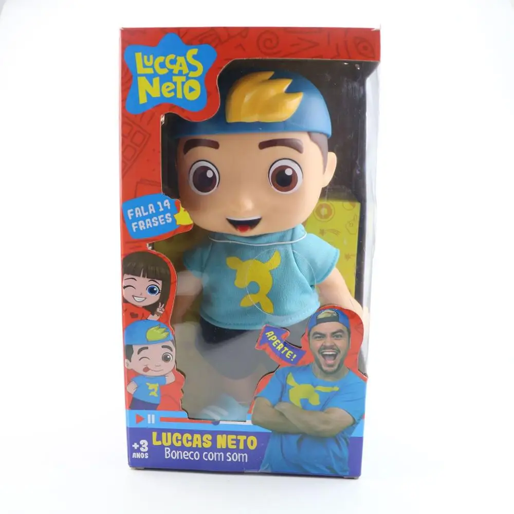 with box Luccas Neto Фигурки игрушки 25 см Виниловая кукла модель игрушки со звуком для детей на день рождения Рождественский подарок - Цвет: with box