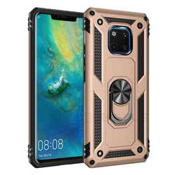 Luxury Armor Soft Shockproof Silicone Bumper Case with Hard Metal Ring Cover for Mate 20 (Gold)