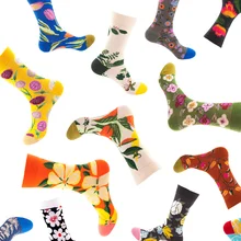 Женские носки с цветочными растениями, Kawaii, забавные, счастливые, повседневные, женские, хлопковые, модные, новые, цветные, сумасшедшие, Мультяшные, забавные носки, Необычные